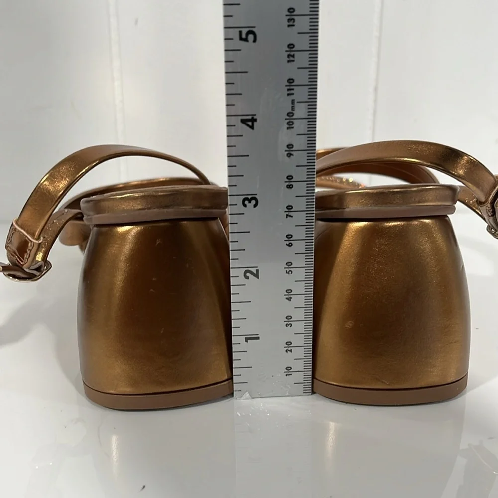 Mya Sandal women Gold Block Heel Sandals USA Sz 8
